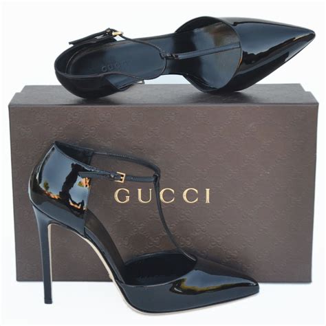 gucci matte black high heel|Gucci heels black and gold.